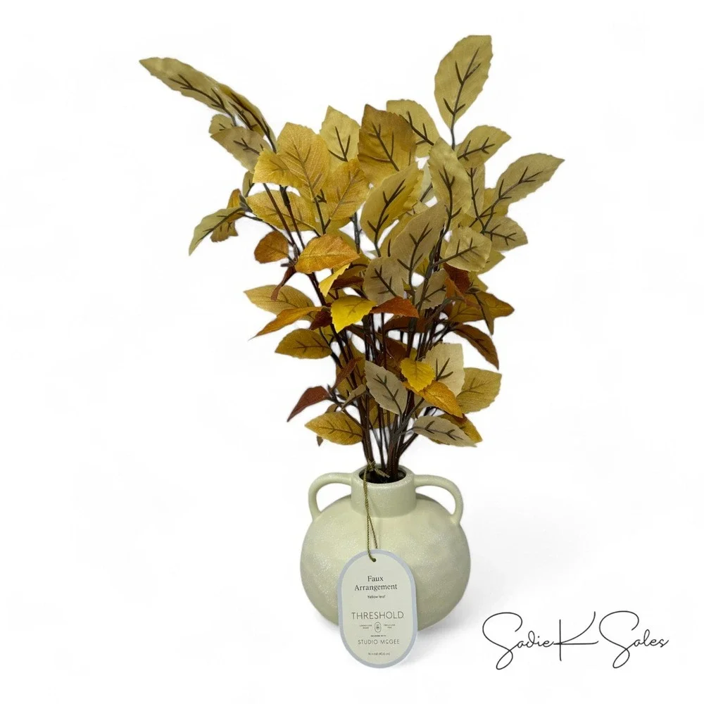 Potted Fall Leaf Arrangement in Vase Yellow - Threshold Studio McGee - Fall 2024